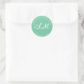 Rond Monogramme vert clair Favour Sticker (Sac)