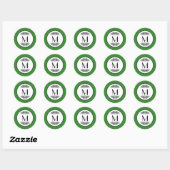 Rond Monogramme vintage vert - Sticker circulaire (Feuille)