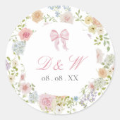 Rond Monogrammed Bows and Wildflowers Sticker (Devant)