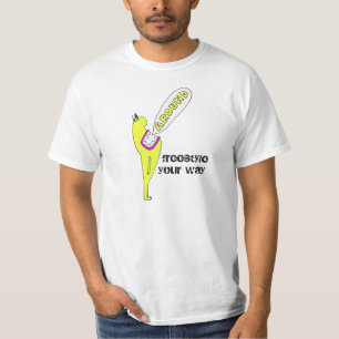 Rond Monsteround T-Shirt (wit/zwart-geel)