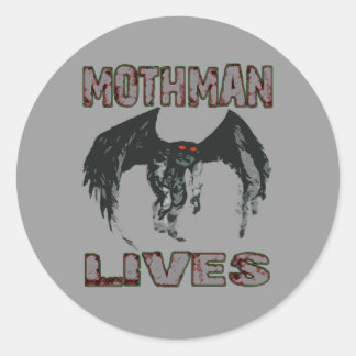ROND MOTHMAN VIT STICKER