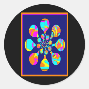 Rond Motif double à fleurs. Sticker de couleurs vives
