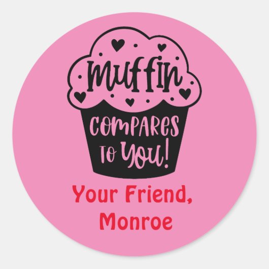 Rond Muffin Comparé à vous Sticker de la Saint-Valentin (Devant)