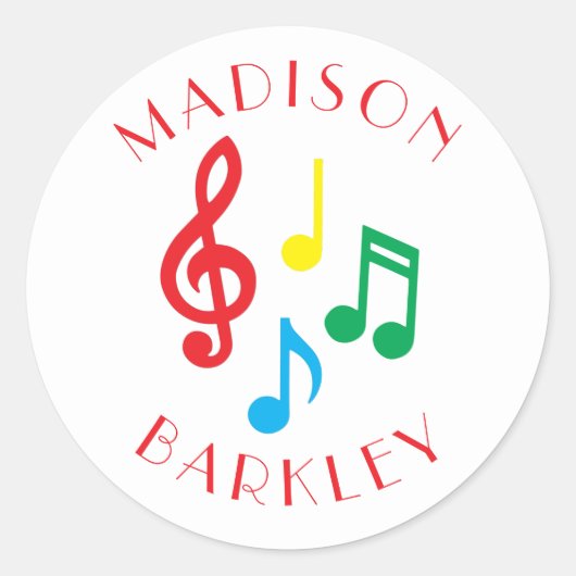 Rond Musique Note Musicien Enseignant Sticker Classic R (Devant)