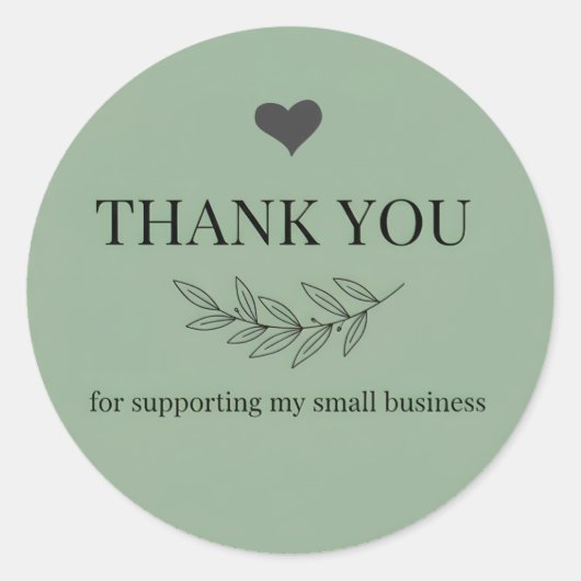 Rond Muted Green Thank You Business Sticker  (Devant)