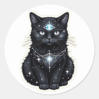 Rond Mystic Galaxy Cat Sticker