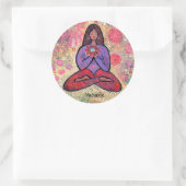 Rond Namaste Brown Haired Yoga Girl Sticker (Sac)