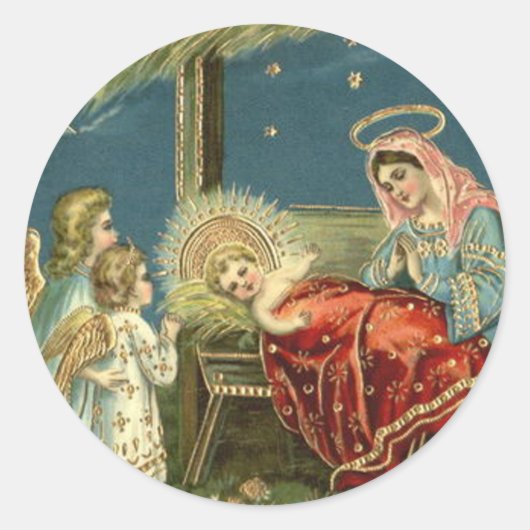 Rond Nativity Scene Bethlehem Ster Sticker (Devant)