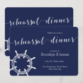 Rond Nautique Mariage Bleu de la Marine Invitation (Devant / Derrière)