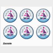 Rond Navires Ahoy ! Sticker pour fille A (Feuille)