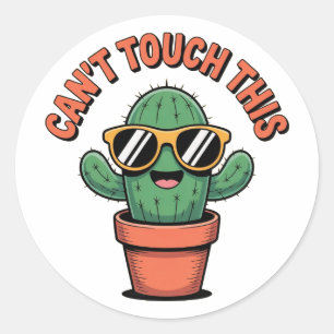 Rond Ne peut pas toucher à ça - Drôle Sticker Cactus Pu