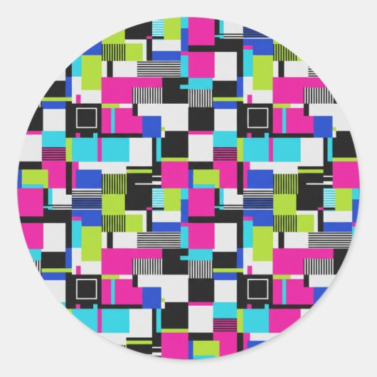 Rond Neon Glitch Art Aesthetic Vinyl Sticker (Devant)