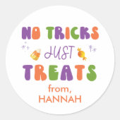 Rond No Tricks Just Traite Retro Halloween Sticker cade (Devant)