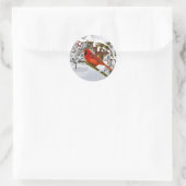 Rond Noël, Oiseau cardinal, Neige, Sticker (Sac)
