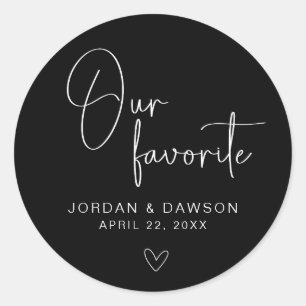 Rond Noir et blanc Notre Sticker préféré de mariage