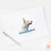Rond Nom du berger allemand blanc - Sticker (Enveloppe)