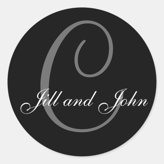 Rond Nom Initial C plus First Names Sticker noir (Devant)