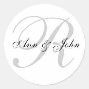 Rond Nom Initial plus Noms Mariage Favor Sticker