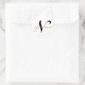 Rond Noms des mariées mariages Monogramme N Sticker Or (Sac)