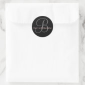 Rond Noms et monogramme initial B Sticker noir et rose (Sac)