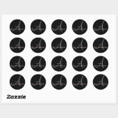 Rond Noms et monogramme initial Sticker noir et rose (Feuille)