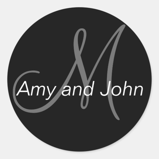 Rond Noms et Sticker Mariage Monogramme initial noir (Devant)