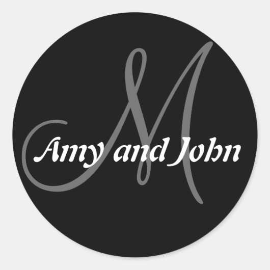 Rond Noms et Sticker Mariage Monogramme initial noir (Devant)