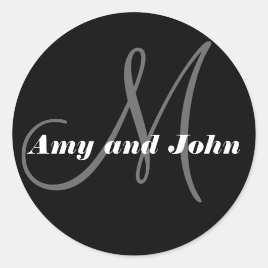Rond Noms et Sticker Mariage Monogramme initial noir (Devant)