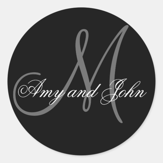 Rond Noms et Sticker Mariage Monogramme initial noir (Devant)