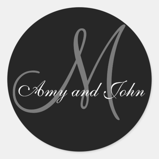 Rond Noms et Sticker Mariage Monogramme initial noir (Devant)