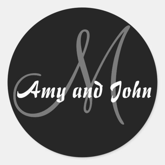 Rond Noms et Sticker Mariage Monogramme initial noir (Devant)