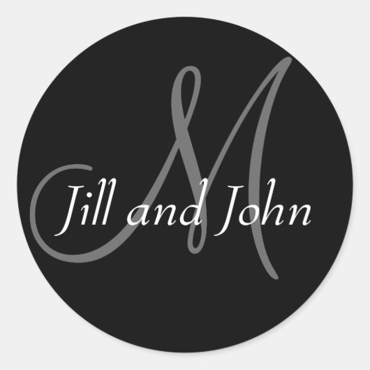 Rond Noms et Sticker Mariage Monogramme initial noir (Devant)