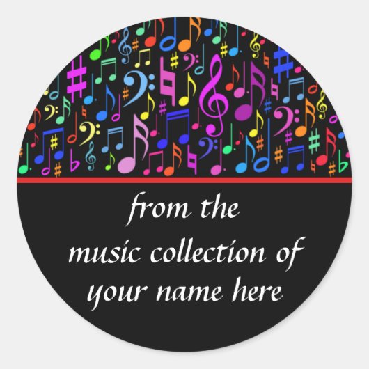 Rond Notes musicales Sticker personnalisé (Devant)