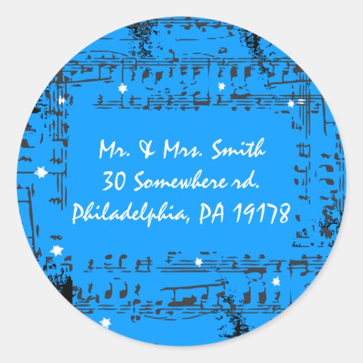 Rond Notes musicales Sticker Réponse Sceau rsvp (Devant)