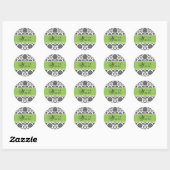 Rond Notre Sticker Mariage Apple Green Damask (Feuille)