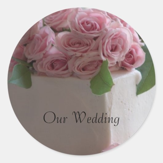 Rond Notre Sticker Mariage, Gâteau Mariage (Devant)