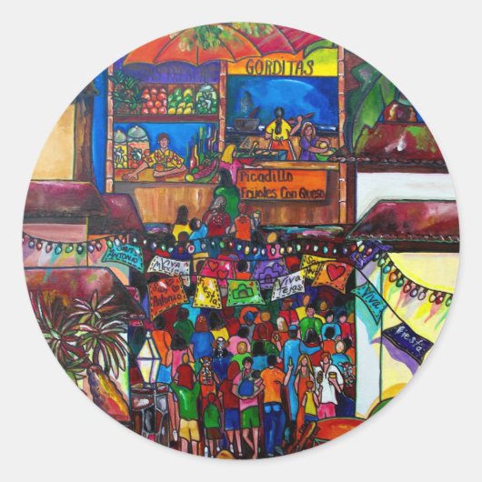 Rond Nuit dans le vieux San Antonio Sticker (Devant)