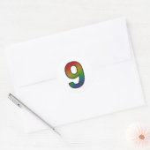 Rond Numéro coloré Neuf Sticker (Enveloppe)