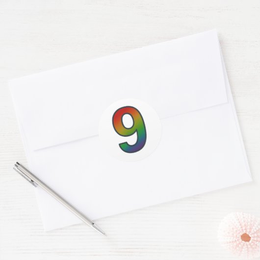 Rond Numéro coloré Neuf Sticker (Enveloppe)