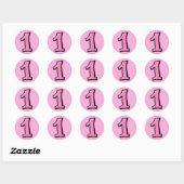 Rond Numéros Silencieux 1 Sticker rose (Feuille)