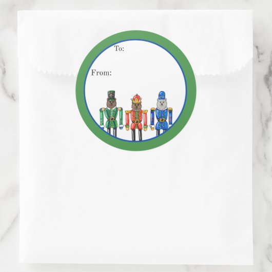 Rond Nutcracker Bears Sticker (Sac)