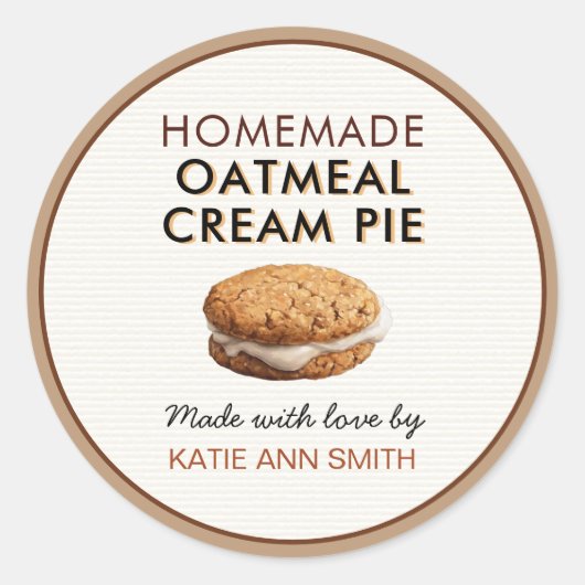 Rond Oatmeal Cream Pie Label | Homemade Bakery Sticker (Devant)