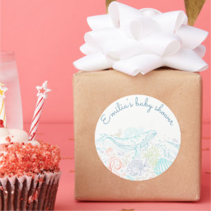 Rond Ocean Party Sticker Baby shower