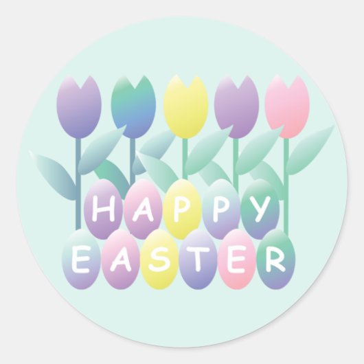 Rond Oeufs de Pâques Tulipes Grand Sticker (Devant)