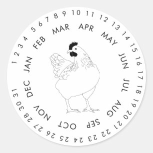 Rond Oeufs frais Encerclés Dates Sticker Vintage Chicke