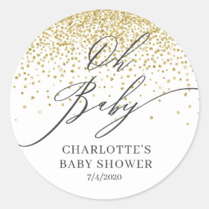 Rond Oh Baby Gold Parties scintillant Favoriser Sticker