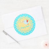 Rond Oiseau livrant un joyeux Sticker Mail (Enveloppe)