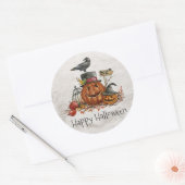 Rond Oiseau noir d'Halloween et Citrouilles | Sticker (Enveloppe)