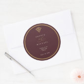 Rond Old Money Burgundy Wedding Sticker (Enveloppe)