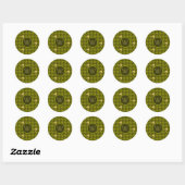 Rond Olive with Gold Accent Houndstooth Sticker (Feuille)
